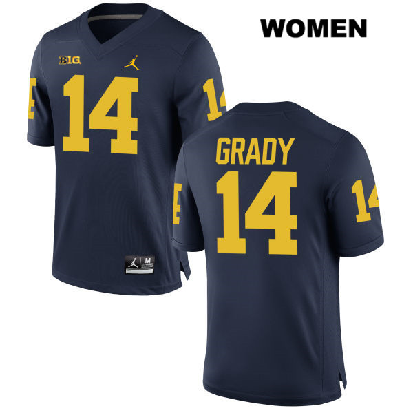 Women's NCAA Michigan Wolverines Kyle Grady #14 Navy Jordan Brand Authentic Stitched Football College Jersey JF25I30KI